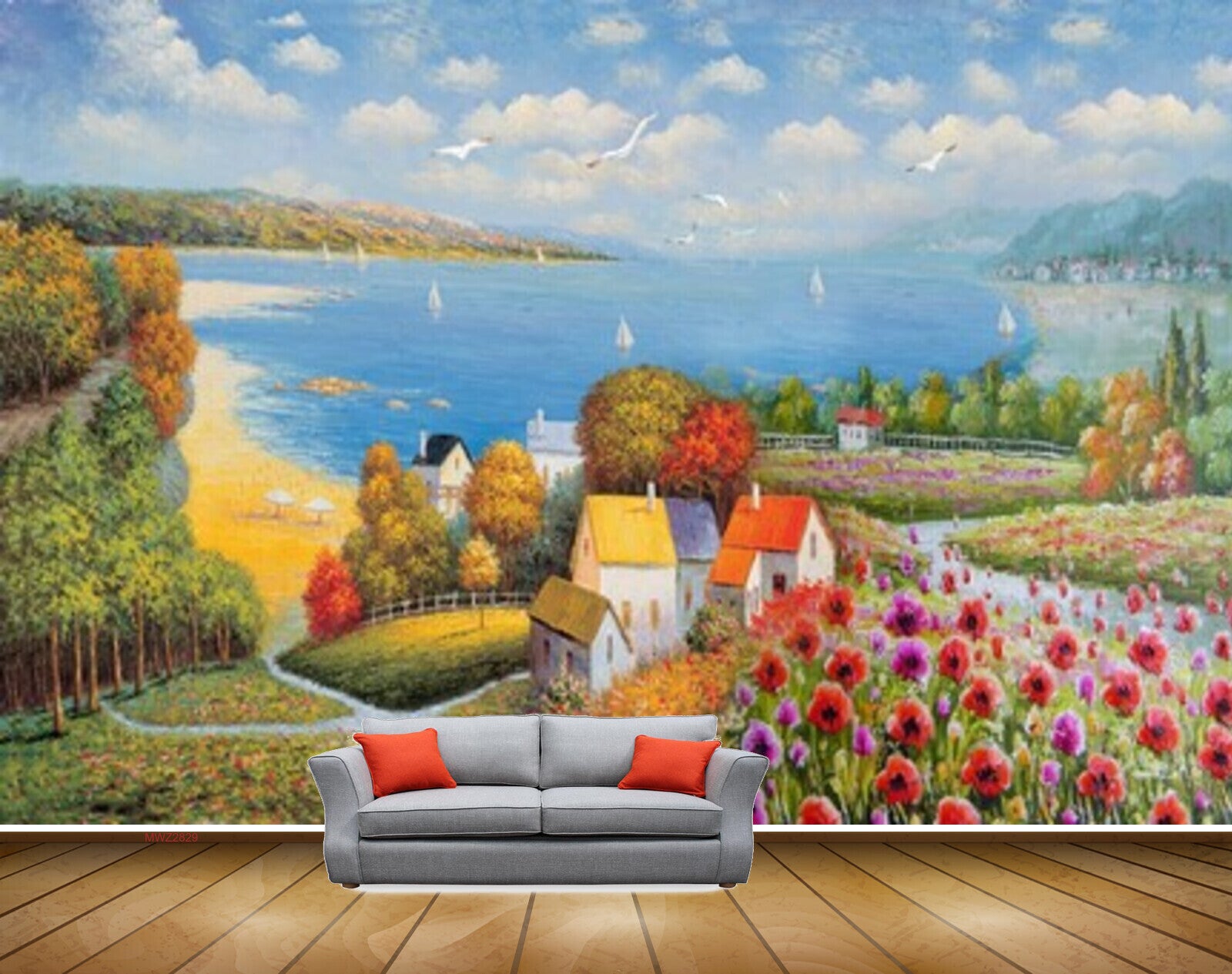 Avikalp MWZ2829 Clouds Mountains Birds Houses Flowers Grass Plants Sea River Lake Water Beach Boats Painting HD Wallpaper Avikalp MWZ2829 Clouds Mountains Birds Houses Flowers Grass Plants Sea River Lake Water Beach Boats Painting HD Wallpaper