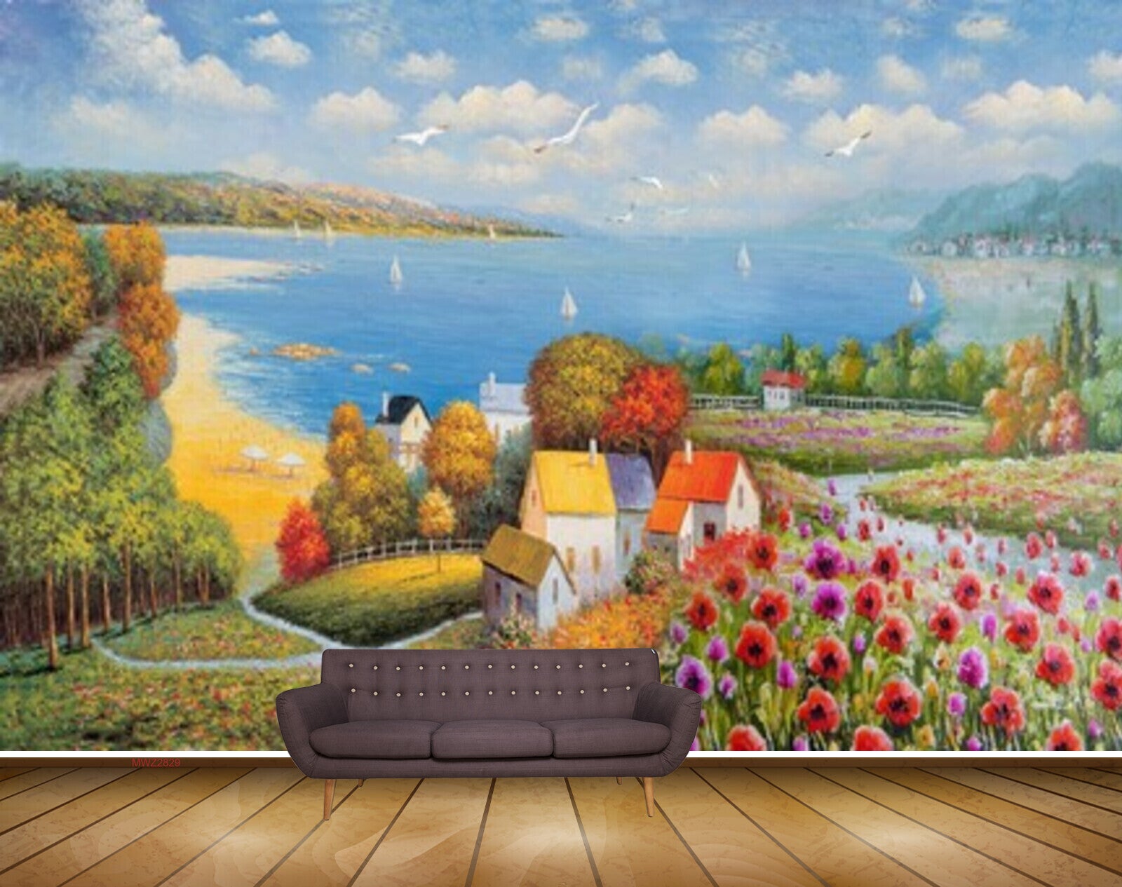 Avikalp MWZ2829 Clouds Mountains Birds Houses Flowers Grass Plants Sea River Lake Water Beach Boats Painting HD Wallpaper Avikalp MWZ2829 Clouds Mountains Birds Houses Flowers Grass Plants Sea River Lake Water Beach Boats Painting HD Wallpaper