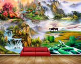 Avikalp MWZ2835 Waterfalls Mountains Trees Grass Stones Horses Clouds Birds Bridge River Pond Water Painting HD Wallpaper Avikalp MWZ2835 Waterfalls Mountains Trees Grass Stones Horses Clouds Birds Bridge River Pond Water Painting HD Wallpaper