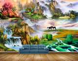 Avikalp MWZ2835 Waterfalls Mountains Trees Grass Stones Horses Clouds Birds Bridge River Pond Water Painting HD Wallpaper Avikalp MWZ2835 Waterfalls Mountains Trees Grass Stones Horses Clouds Birds Bridge River Pond Water Painting HD Wallpaper