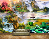Avikalp MWZ2835 Waterfalls Mountains Trees Grass Stones Horses Clouds Birds Bridge River Pond Water Painting HD Wallpaper Avikalp MWZ2835 Waterfalls Mountains Trees Grass Stones Horses Clouds Birds Bridge River Pond Water Painting HD Wallpaper
