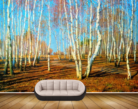Avikalp MWZ2851 Trees Soil Stems Sky Forest Branches Painting HD Wallpaper