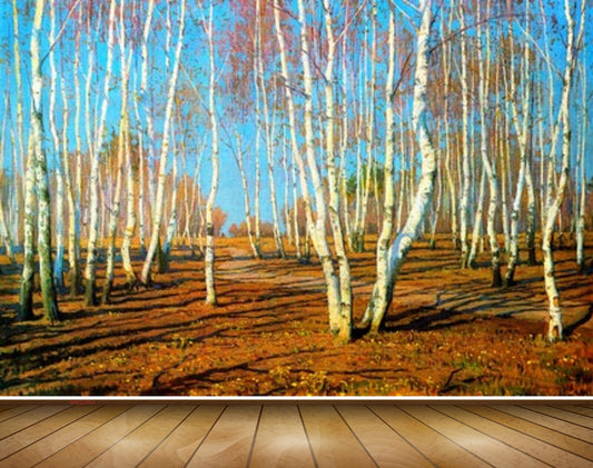 Avikalp MWZ2851 Trees Soil Stems Sky Forest Branches Painting HD Wallpaper