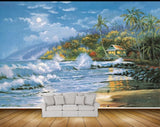 Avikalp MWZ2874 Sun Mountains Sea Coconuts Trees House Stones Grass Beach Water Ocean Painting HD Wallpaper Avikalp MWZ2874 Sun Mountains Sea Coconuts Trees House Stones Grass Beach Water Ocean Painting HD Wallpaper