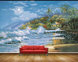 Avikalp MWZ2874 Sun Mountains Sea Coconuts Trees House Stones Grass Beach Water Ocean Painting HD Wallpaper Avikalp MWZ2874 Sun Mountains Sea Coconuts Trees House Stones Grass Beach Water Ocean Painting HD Wallpaper