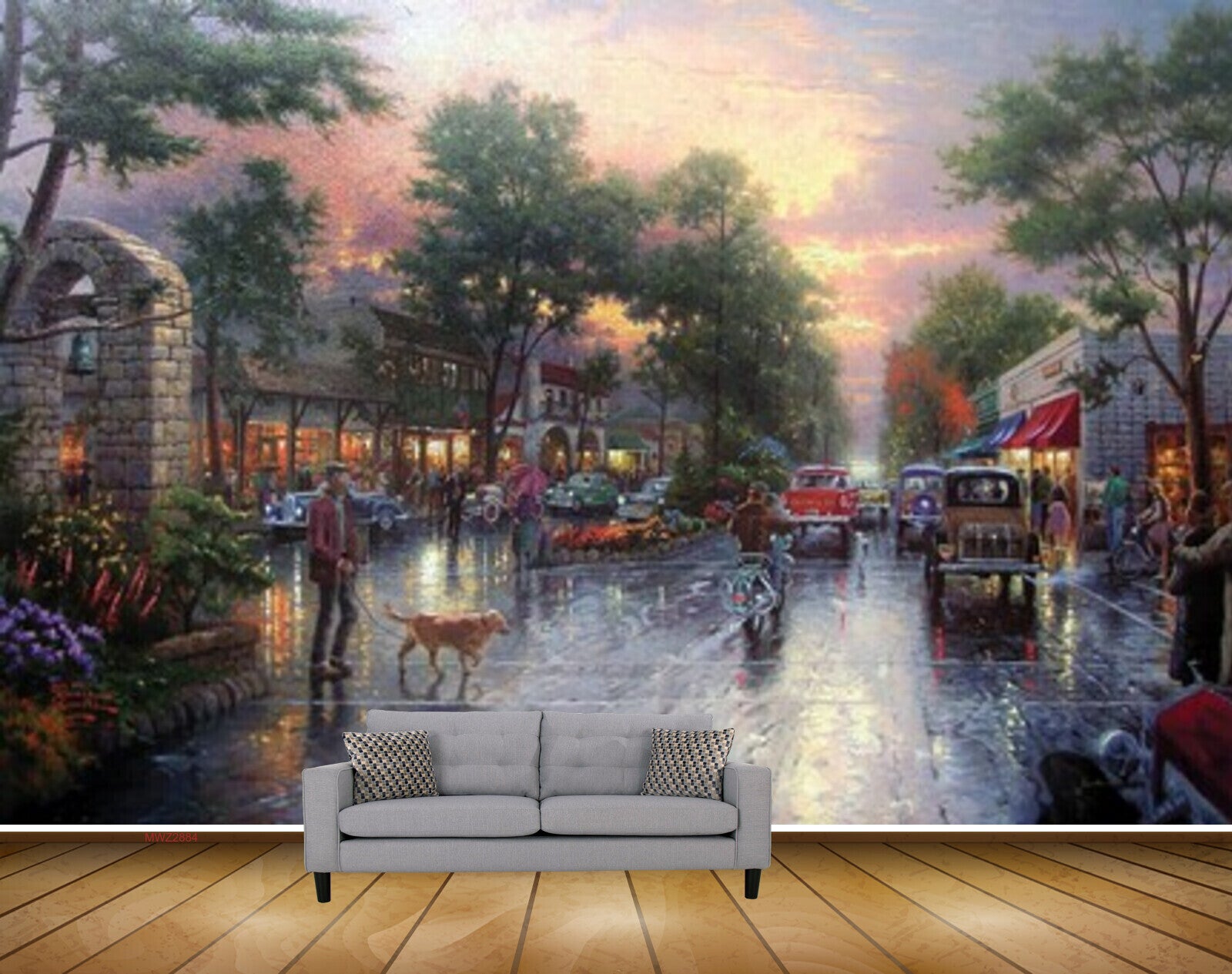 Avikalp MWZ2884 Clouds Trees Buildings Houses People Dog Road Bike Cars City Painting HD Wallpaper Avikalp MWZ2884 Clouds Trees Buildings Houses People Dog Road Bike Cars City Painting HD Wallpaper