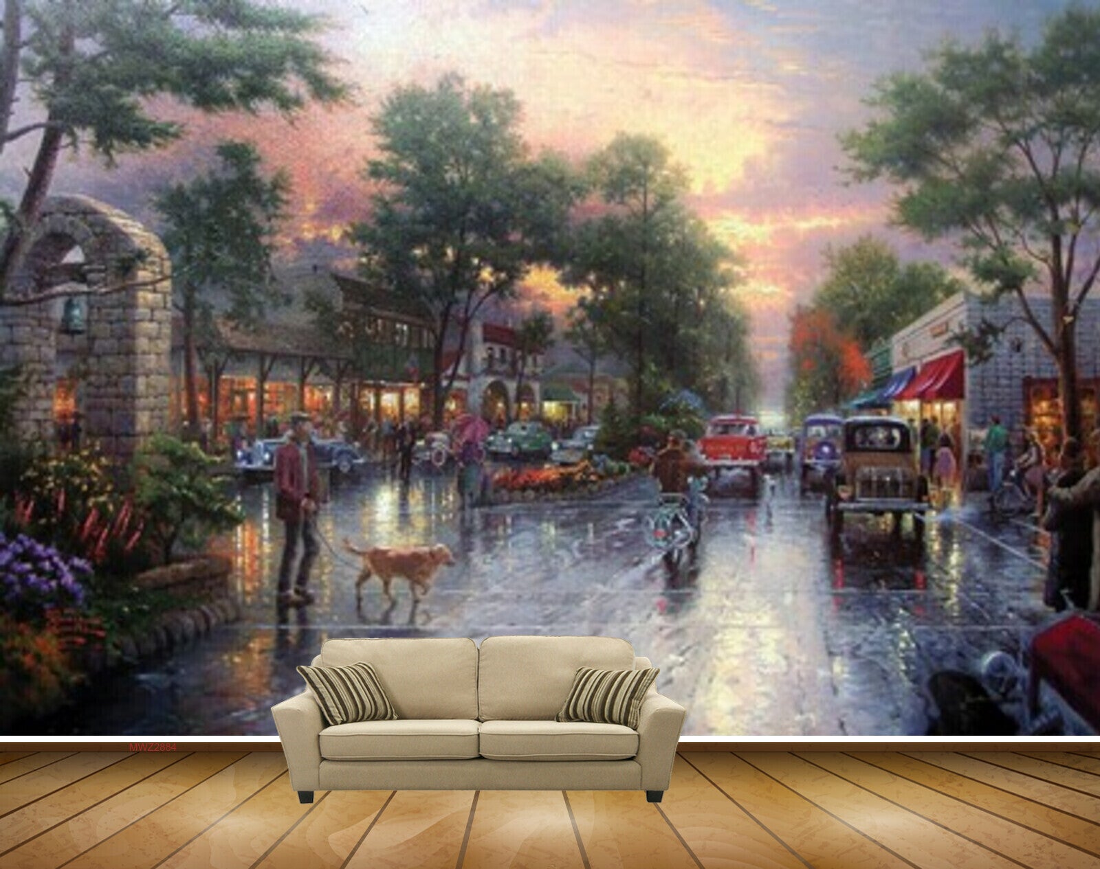 Avikalp MWZ2884 Clouds Trees Buildings Houses People Dog Road Bike Cars City Painting HD Wallpaper Avikalp MWZ2884 Clouds Trees Buildings Houses People Dog Road Bike Cars City Painting HD Wallpaper