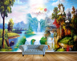 Avikalp MWZ2923 Sun Mountains Clouds Waterfalls Trees Lake River Pond Water Boat Grass Deers Birds Painting HD Wallpaper Avikalp MWZ2923 Sun Mountains Clouds Waterfalls Trees Lake River Pond Water Boat Grass Deers Birds Painting HD Wallpaper