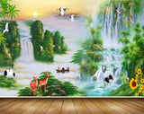 Avikalp MWZ2932 Trees Sun Mountains Deers Cranes Flowers Waterfalls Clouds Plants Boat River Pond Water Painting HD Wallpaper Avikalp MWZ2932 Trees Sun Mountains Deers Cranes Flowers Waterfalls Clouds Plants Boat River Pond Water Painting HD Wallpaper