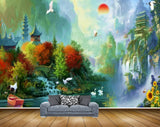 Avikalp MWZ2935 Sun Mountains House Birds Trees Flowers Cranes Waterfalls Boat River Lake Pond Water Ducks Paintng HD Wallpaper Avikalp MWZ2935 Sun Mountains House Birds Trees Flowers Cranes Waterfalls Boat River Lake Pond Water Ducks Paintng HD Wallpaper