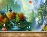 Avikalp MWZ2935 Sun Mountains House Birds Trees Flowers Cranes Waterfalls Boat River Lake Pond Water Ducks Paintng HD Wallpaper Avikalp MWZ2935 Sun Mountains House Birds Trees Flowers Cranes Waterfalls Boat River Lake Pond Water Ducks Paintng HD Wallpaper