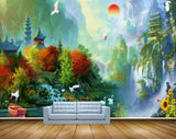 Avikalp MWZ2935 Sun Mountains House Birds Trees Flowers Cranes Waterfalls Boat River Lake Pond Water Ducks Paintng HD Wallpaper Avikalp MWZ2935 Sun Mountains House Birds Trees Flowers Cranes Waterfalls Boat River Lake Pond Water Ducks Paintng HD Wallpaper