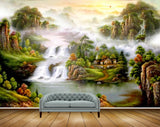 Avikalp MWZ2938 Sun Mountains Waterfalls Trees Flowers Houses Lake River Pond Water Grass Plants Painting HD Wallpaper Avikalp MWZ2938 Sun Mountains Waterfalls Trees Flowers Houses Lake River Pond Water Grass Plants Painting HD Wallpaper