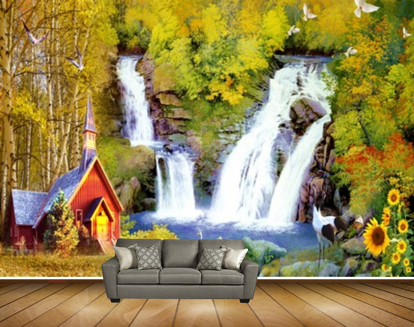 Avikalp MWZ2952 Birds Waterfalls Houses Flowers Cranes River Pond Water Stones Ducks Grass Plants Painting HD Wallpaper Avikalp MWZ2952 Birds Waterfalls Houses Flowers Cranes River Pond Water Stones Ducks Grass Plants Painting HD Wallpaper