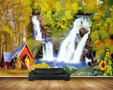 Avikalp MWZ2952 Birds Waterfalls Houses Flowers Cranes River Pond Water Stones Ducks Grass Plants Painting HD Wallpaper Avikalp MWZ2952 Birds Waterfalls Houses Flowers Cranes River Pond Water Stones Ducks Grass Plants Painting HD Wallpaper