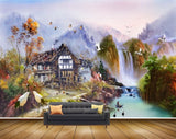 Avikalp MWZ2954 Mountains House Waterfalls Birds Lake River Pond Water Cranes Ducks Boats Painting HD Wallpaper Avikalp MWZ2954 Mountains House Waterfalls Birds Lake River Pond Water Cranes Ducks Boats Painting HD Wallpaper