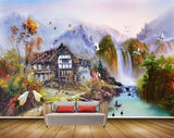 Avikalp MWZ2954 Mountains House Waterfalls Birds Lake River Pond Water Cranes Ducks Boats Painting HD Wallpaper Avikalp MWZ2954 Mountains House Waterfalls Birds Lake River Pond Water Cranes Ducks Boats Painting HD Wallpaper