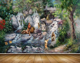 Avikalp MWZ2956 Waterfalls Trees Ducks People Stones Pond River Water Flowers Plants Monkey Painting HD Wallpaper Avikalp MWZ2956 Waterfalls Trees Ducks People Stones Pond River Water Flowers Plants Monkey Painting HD Wallpaper