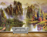 Avikalp MWZ2958 Sun Mounatins Birds  Trees Birds River Pond Lake Water Flowers Grass Plants Painting HD Wallpaper Avikalp MWZ2958 Sun Mounatins Birds  Trees Birds River Pond Lake Water Flowers Grass Plants Painting HD Wallpaper