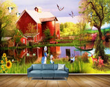 Avikalp MWZ2959 House Birds Trees Flowers Grass People Plants Deers Boat Ducks Cranes Lake River Pond Water Painting HD Wallpaper Avikalp MWZ2959 House Birds Trees Flowers Grass People Plants Deers Boat Ducks Cranes Lake River Pond Water Painting HD Wallpaper