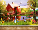Avikalp MWZ2959 House Birds Trees Flowers Grass People Plants Deers Boat Ducks Cranes Lake River Pond Water Painting HD Wallpaper Avikalp MWZ2959 House Birds Trees Flowers Grass People Plants Deers Boat Ducks Cranes Lake River Pond Water Painting HD Wallpaper