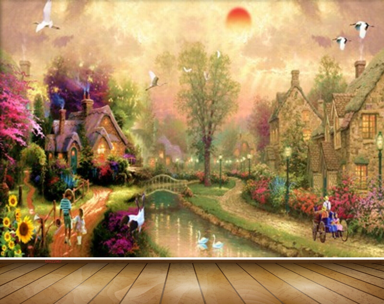 Avikalp MWZ2967 Sun Clouds Trees Houses Flowers Lights Birds People Kids Roads Bridge River Pond Lake Water Ducks Cranes Lamps Painting HD Wallpaper Avikalp MWZ2967 Sun Clouds Trees Houses Flowers Lights Birds People Kids Roads Bridge River Pond Lake Water Ducks Cranes Lamps Painting HD Wallpaper