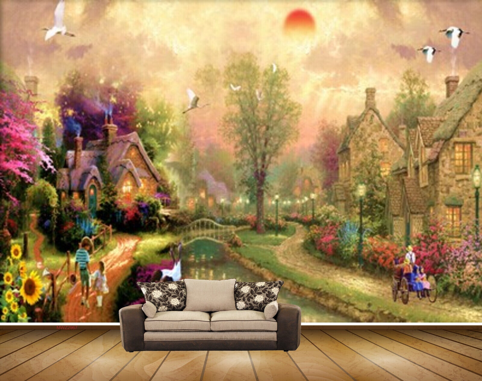 Avikalp MWZ2967 Sun Clouds Trees Houses Flowers Lights Birds People Kids Roads Bridge River Pond Lake Water Ducks Cranes Lamps Painting HD Wallpaper Avikalp MWZ2967 Sun Clouds Trees Houses Flowers Lights Birds People Kids Roads Bridge River Pond Lake Water Ducks Cranes Lamps Painting HD Wallpaper
