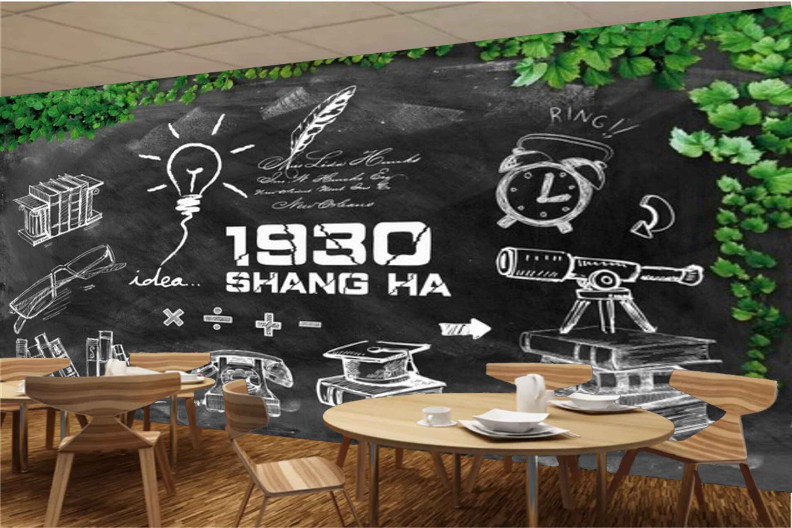 Avikalp MWZ3004 Books Telephone Books Clock Leaves HD Wallpaper for Cafe Restaurant Avikalp MWZ3004 Books Telephone Books Clock Leaves HD Wallpaper for Cafe Restaurant