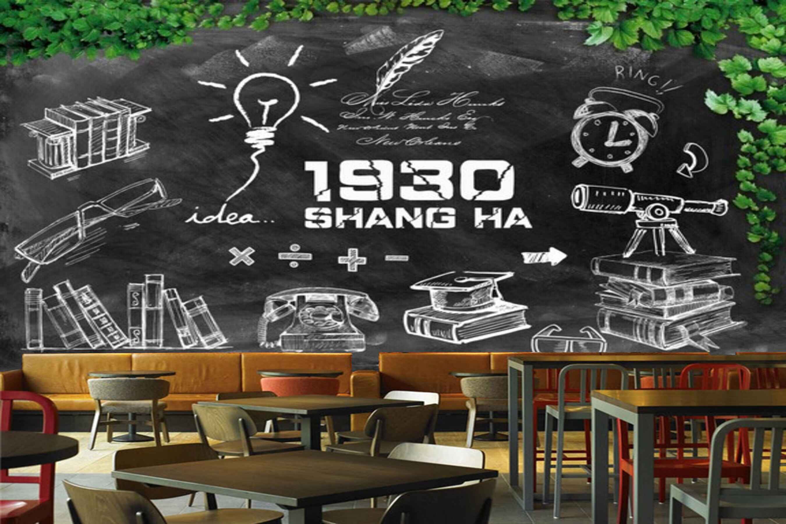 Avikalp MWZ3004 Books Telephone Books Clock Leaves HD Wallpaper for Cafe Restaurant Avikalp MWZ3004 Books Telephone Books Clock Leaves HD Wallpaper for Cafe Restaurant