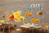 Avikalp MWZ3022 Fast Food Burger Chicken Wings French Fries HD Wallpaper for Cafe Restaurant Avikalp MWZ3022 Fast Food Burger Chicken Wings French Fries HD Wallpaper for Cafe Restaurant