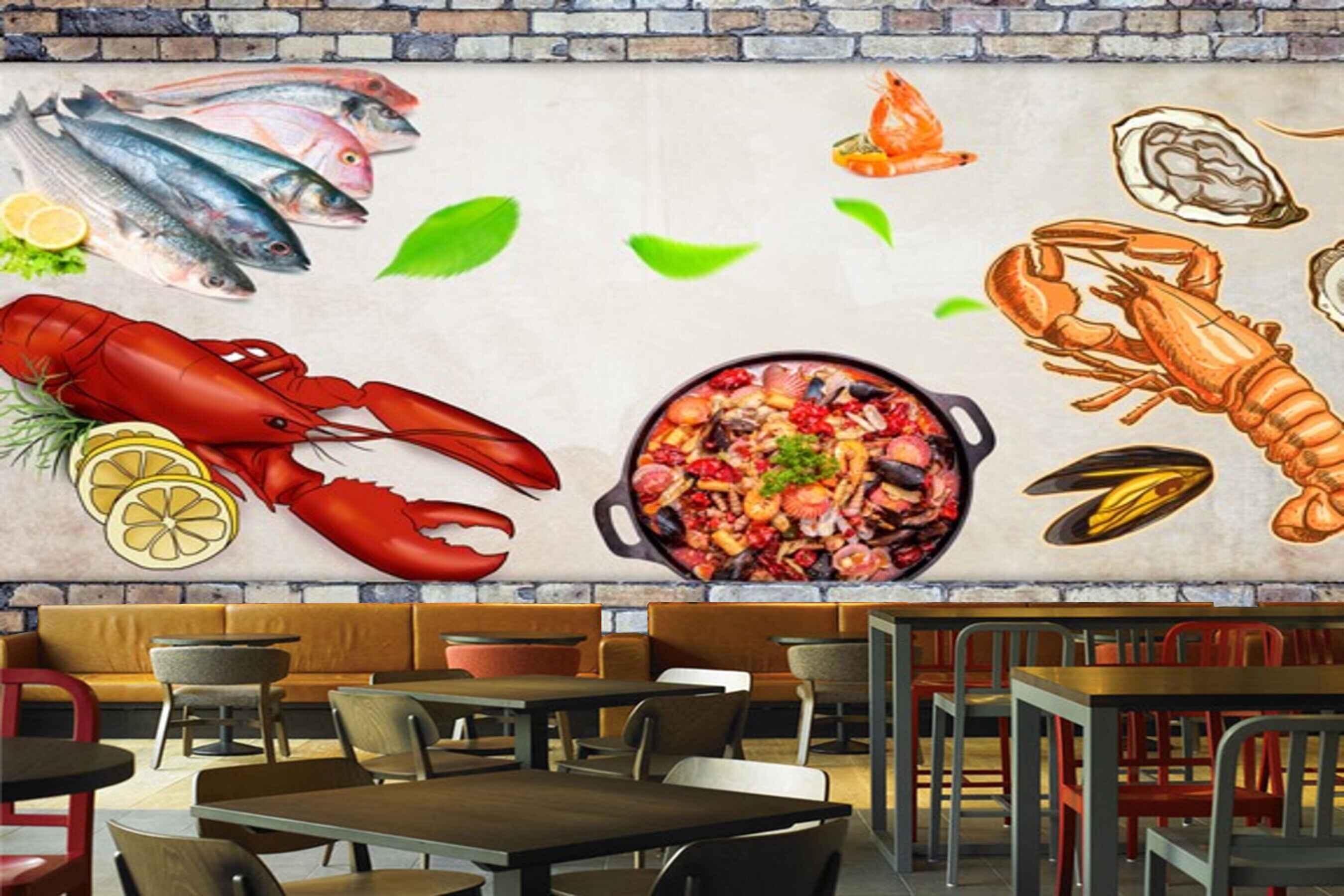 Avikalp MWZ3024 Crabs Fishes Food Scorpios HD Wallpaper for Cafe Restaurant Avikalp MWZ3024 Crabs Fishes Food Scorpios HD Wallpaper for Cafe Restaurant