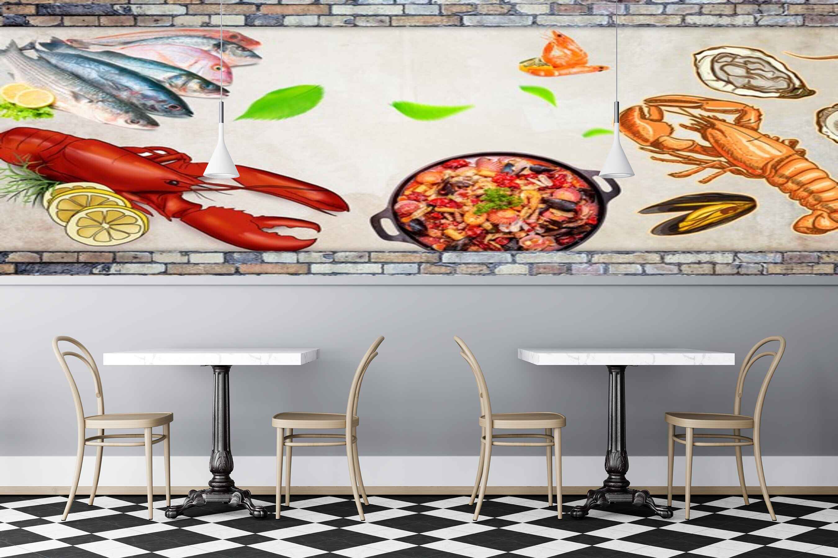 Avikalp MWZ3024 Crabs Fishes Food Scorpios HD Wallpaper for Cafe Restaurant Avikalp MWZ3024 Crabs Fishes Food Scorpios HD Wallpaper for Cafe Restaurant