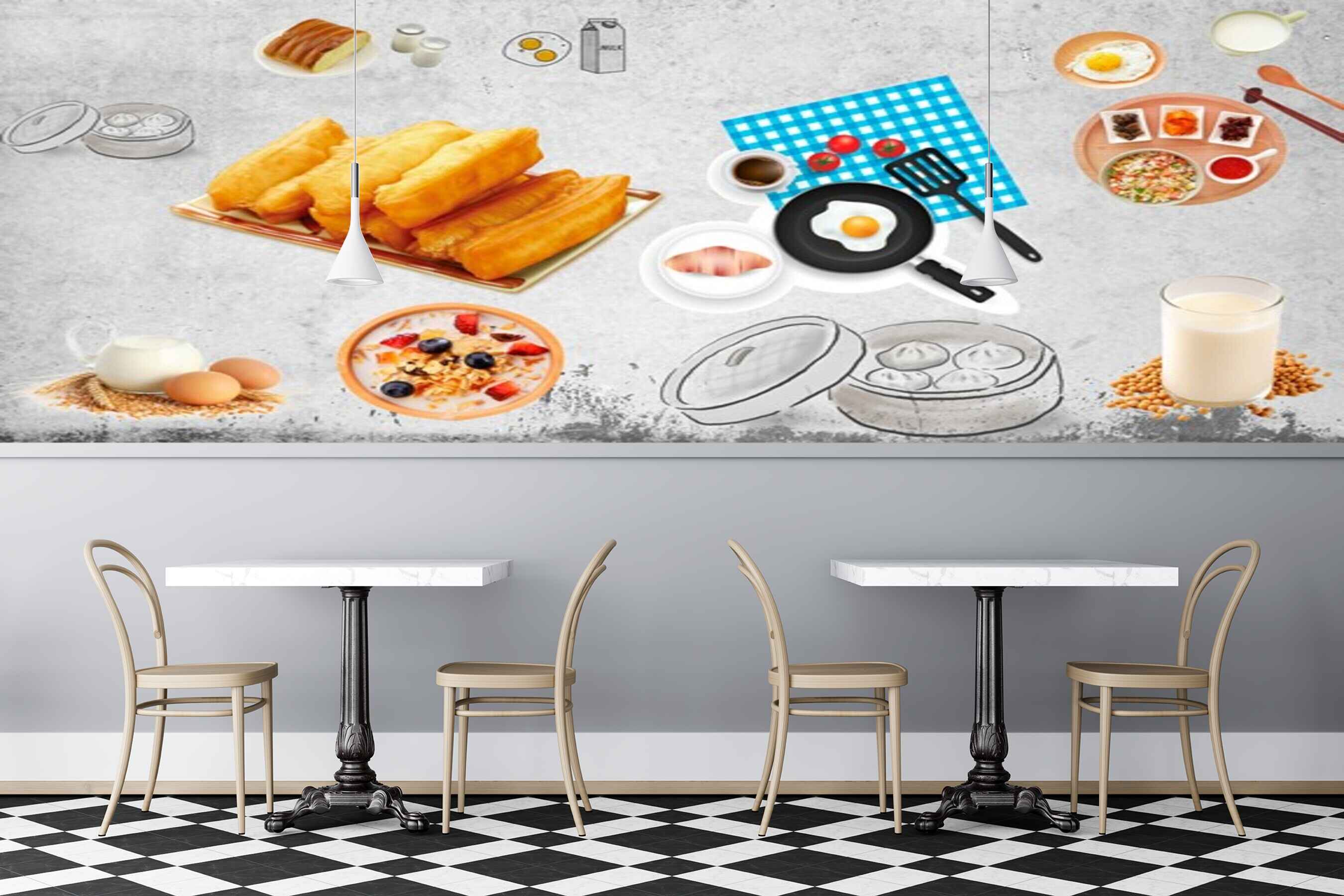 Avikalp MWZ3025 Fast Food Milk Eggs Omlettee HD Wallpaper for Cafe Restaurant Avikalp MWZ3025 Fast Food Milk Eggs Omlettee HD Wallpaper for Cafe Restaurant