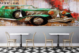 Avikalp MWZ3026 Green Car Wooden Board HD Wallpaper for Cafe Restaurant Avikalp MWZ3026 Green Car Wooden Board HD Wallpaper for Cafe Restaurant