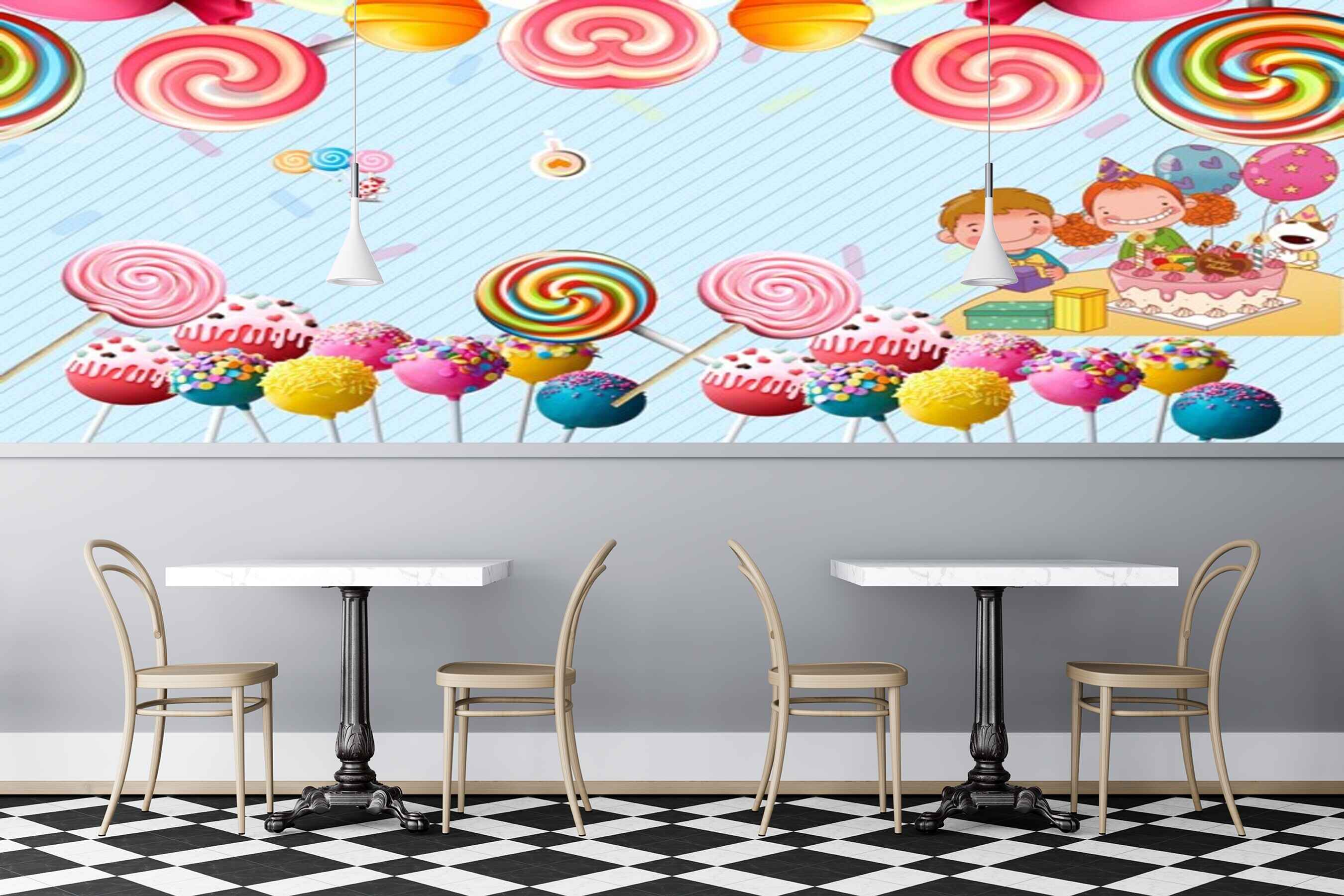 Avikalp MWZ3051 Candies Lollipops Kids Chocolates HD Wallpaper for Cafe Restaurant Avikalp MWZ3051 Candies Lollipops Kids Chocolates HD Wallpaper for Cafe Restaurant
