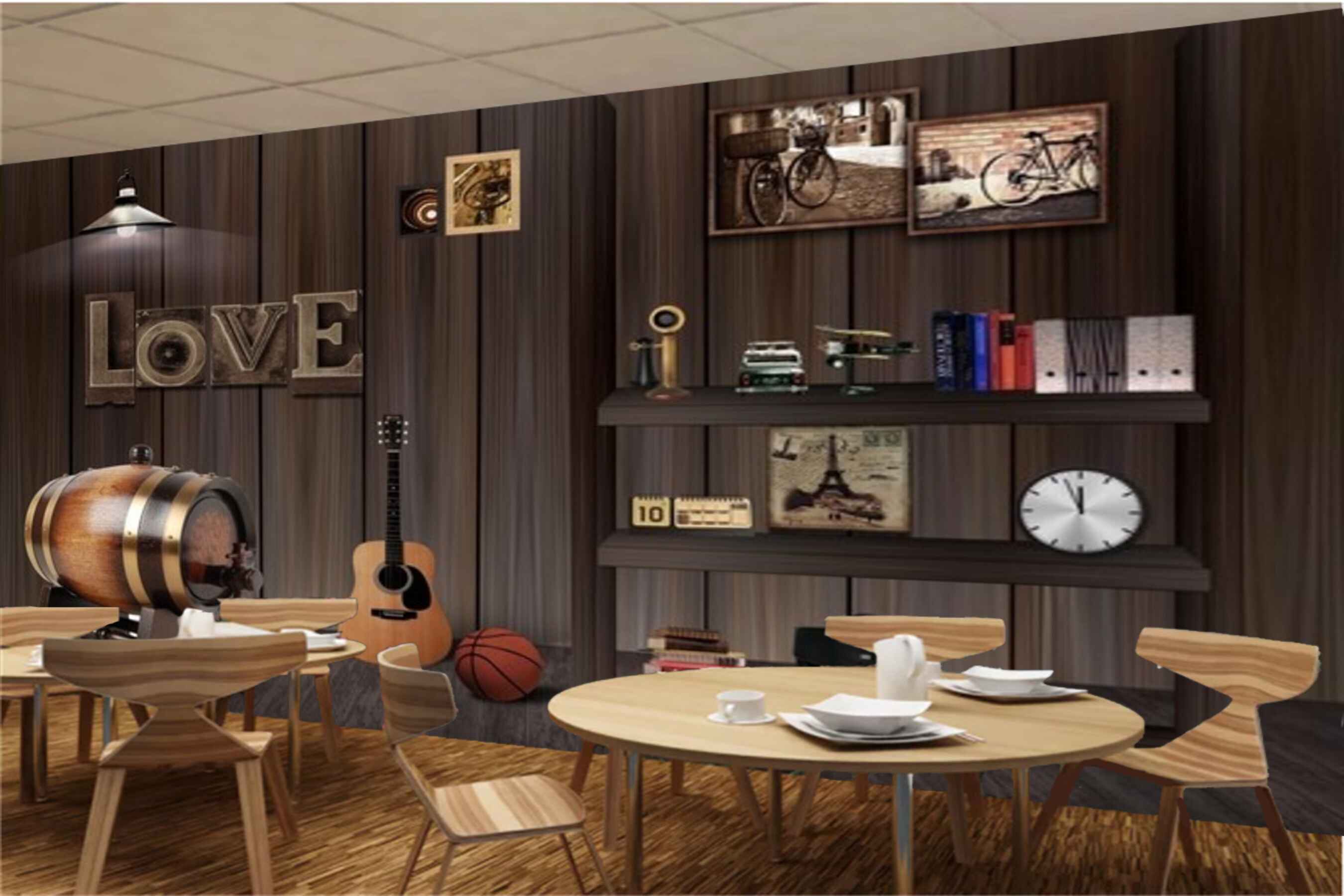 Avikalp MWZ3085 Love Musicc Instruments Guitar Ball Books Clock HD Wallpaper for Cafe Restaurant Avikalp MWZ3085 Love Musicc Instruments Guitar Ball Books Clock HD Wallpaper for Cafe Restaurant
