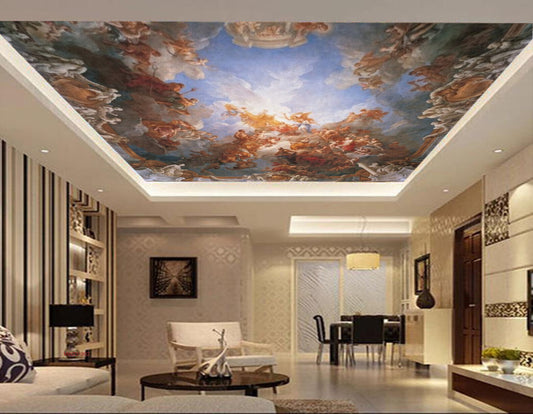Avikalp MWZ3190 Orange Cream Design Clouds HD Wallpaper for Ceiling