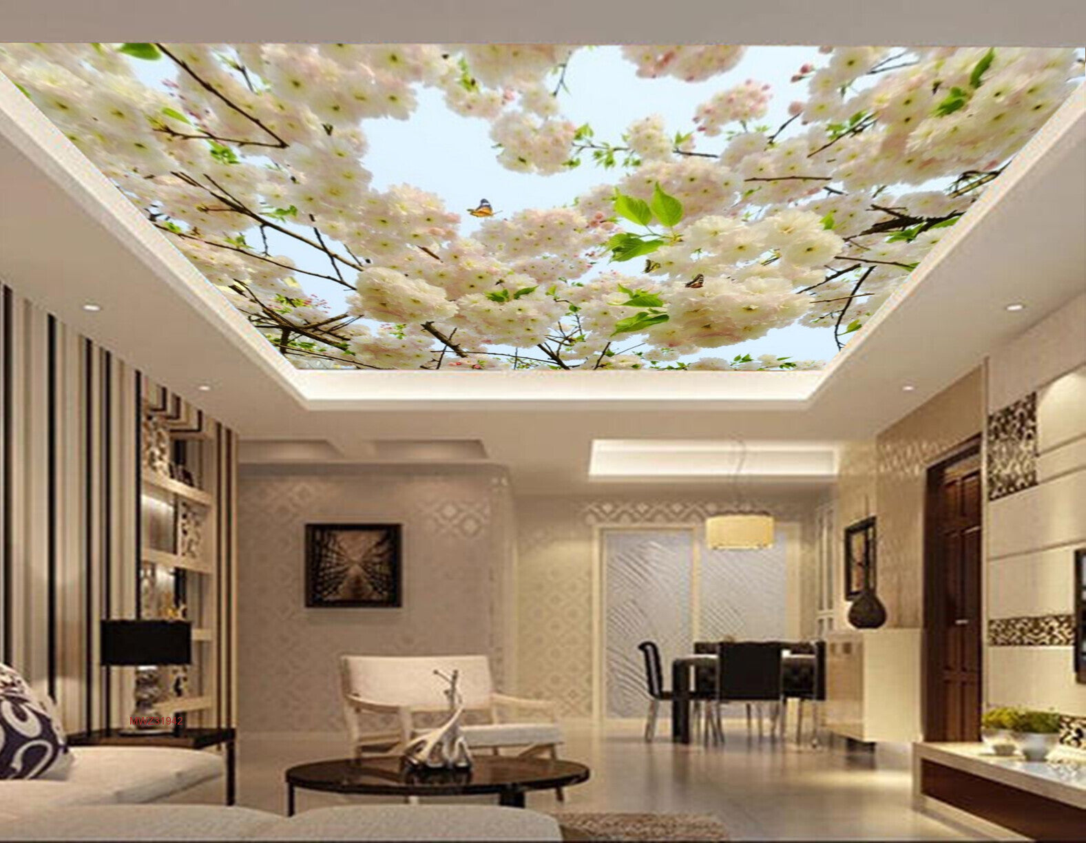 Avikalp MWZ3194 White Rose Flowers Branches HD Wallpaper for Ceiling Avikalp MWZ3194 White Rose Flowers Branches HD Wallpaper for Ceiling