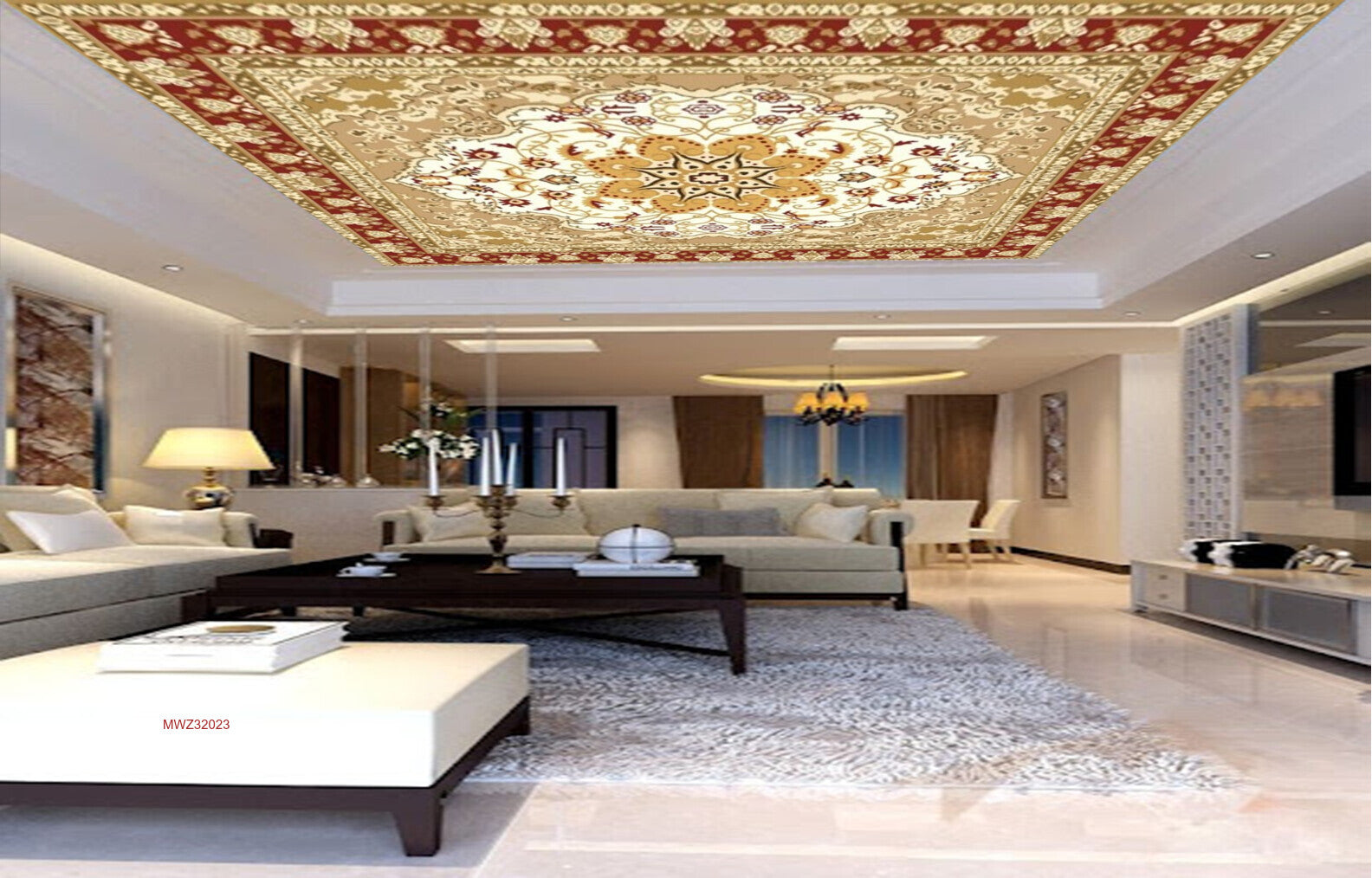 Avikalp MWZ3202 Golden Red Flowers Design HD Wallpaper for Ceiling Avikalp MWZ3202 Golden Red Flowers Design HD Wallpaper for Ceiling
