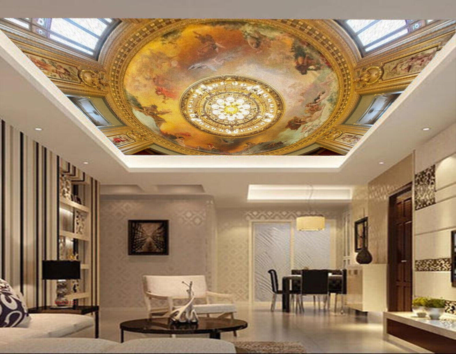 Avikalp MWZ3212 Lighting Hanger Golden White Flowers HD Wallpaper for Ceiling Avikalp MWZ3212 Lighting Hanger Golden White Flowers HD Wallpaper for Ceiling