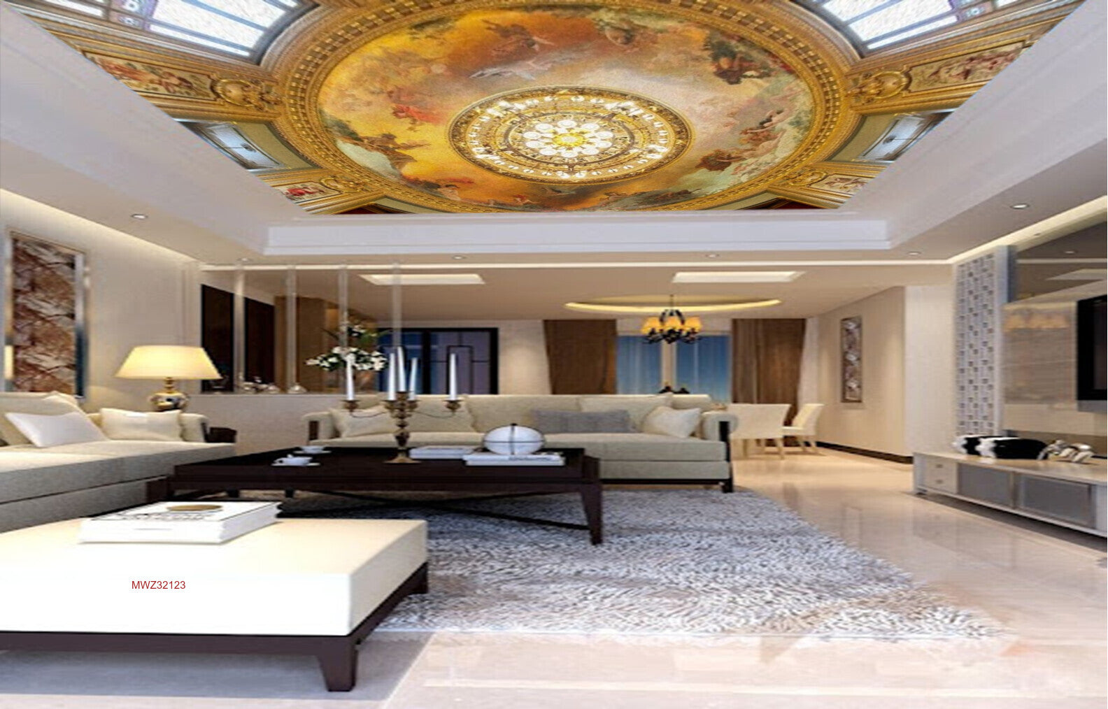 Avikalp MWZ3212 Lighting Hanger Golden White Flowers HD Wallpaper for Ceiling Avikalp MWZ3212 Lighting Hanger Golden White Flowers HD Wallpaper for Ceiling