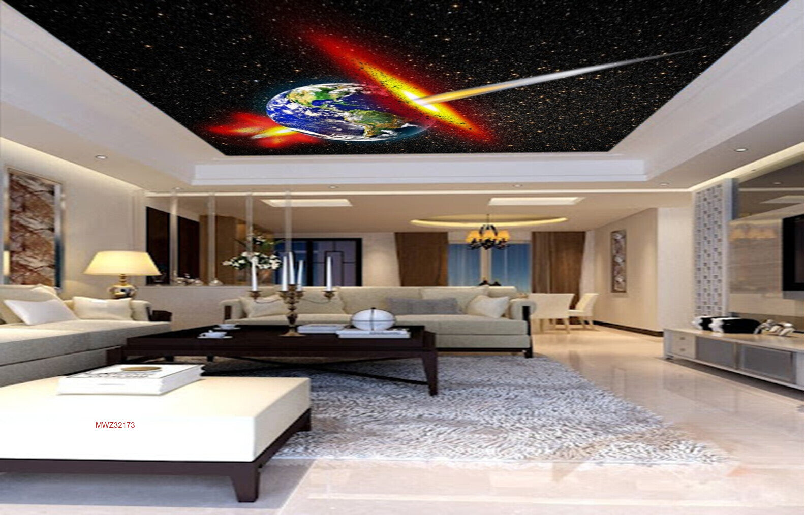 Avikalp MWZ3217 Earth Globe Stars Sun HD Wallpaper for Ceiling Avikalp MWZ3217 Earth Globe Stars Sun HD Wallpaper for Ceiling