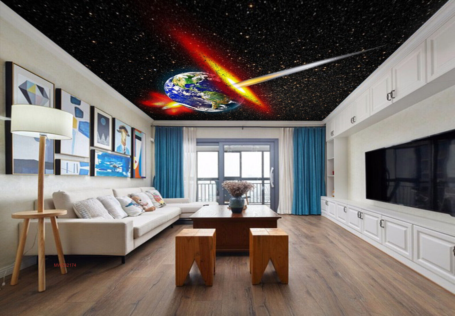 Avikalp MWZ3217 Earth Globe Stars Sun HD Wallpaper for Ceiling Avikalp MWZ3217 Earth Globe Stars Sun HD Wallpaper for Ceiling