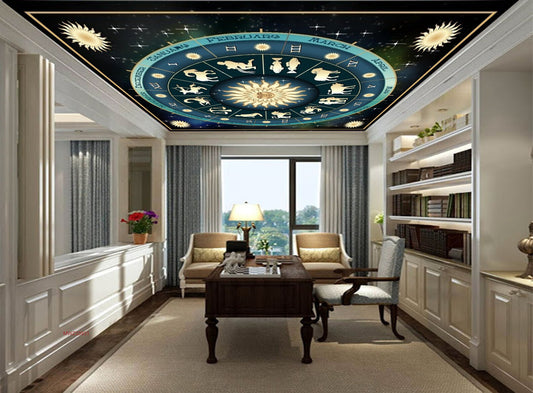 Avikalp MWZ3393 Zodiac Signs Chakras Stars HD Wallpaper for Ceiling