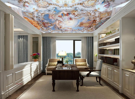 Avikalp MWZ3399 People Buildings Horse Cart Designs HD Wallpaper for Ceiling