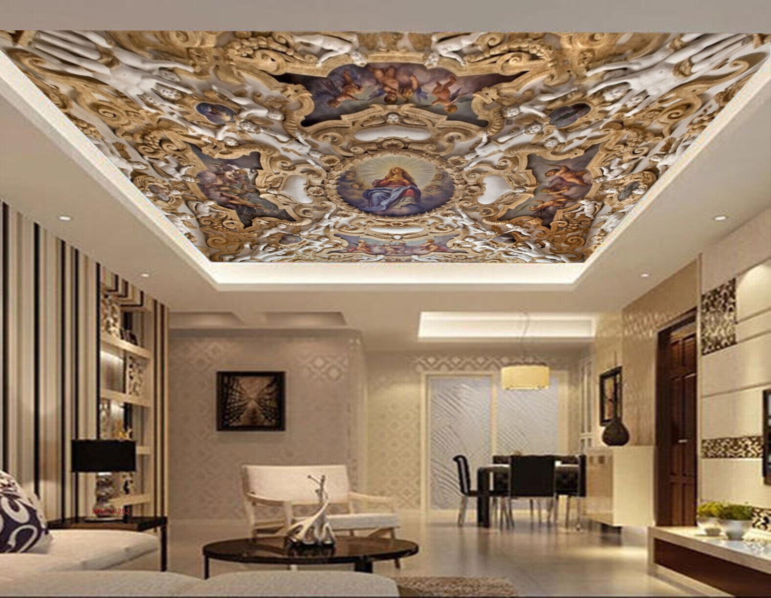 Avikalp MWZ3425 People Cream Orange Design HD Wallpaper for Ceiling Avikalp MWZ3425 People Cream Orange Design HD Wallpaper for Ceiling