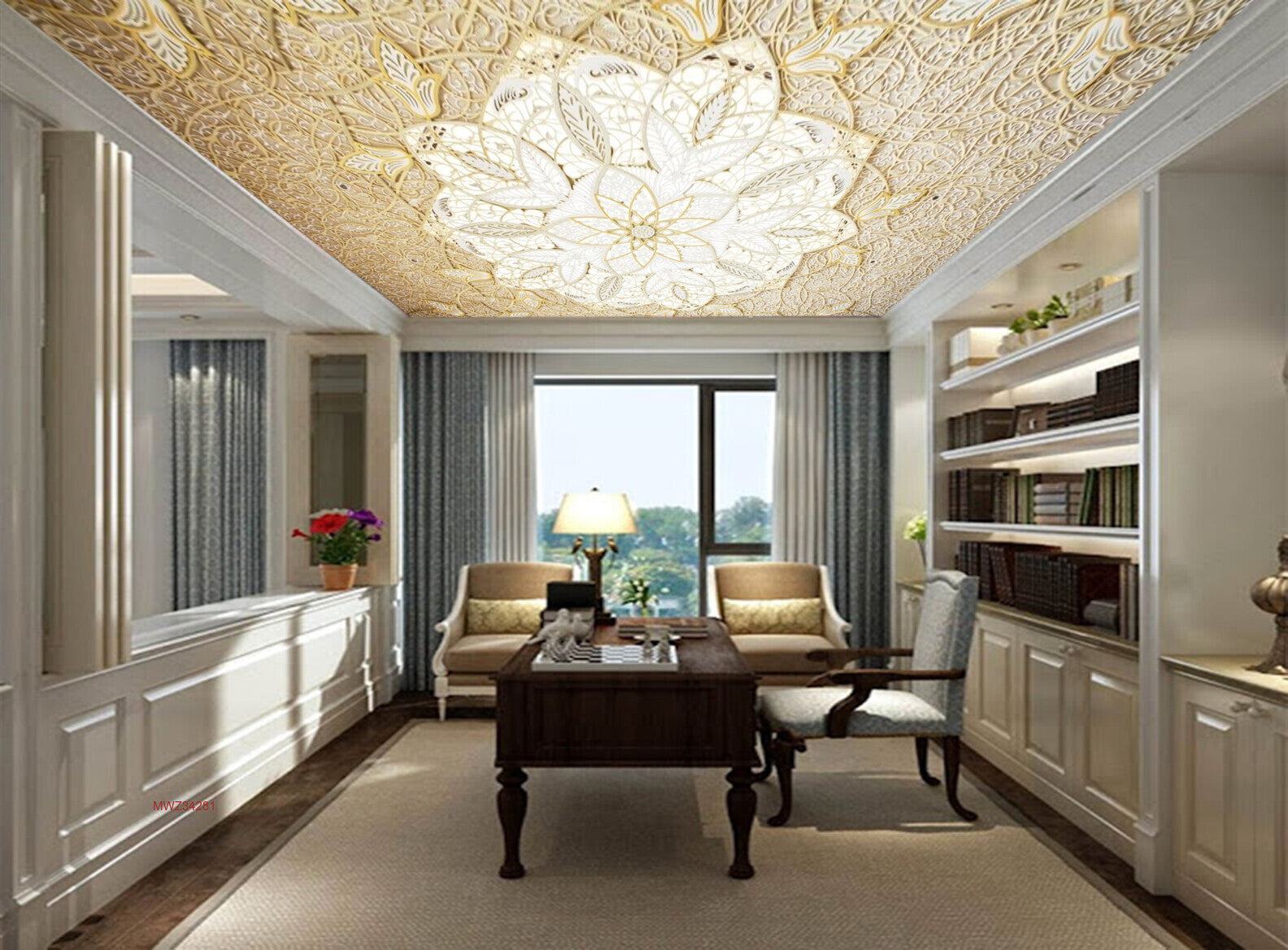 Avikalp MWZ3428 White Cream Flowers HD Wallpaper for Ceiling Avikalp MWZ3428 White Cream Flowers HD Wallpaper for Ceiling