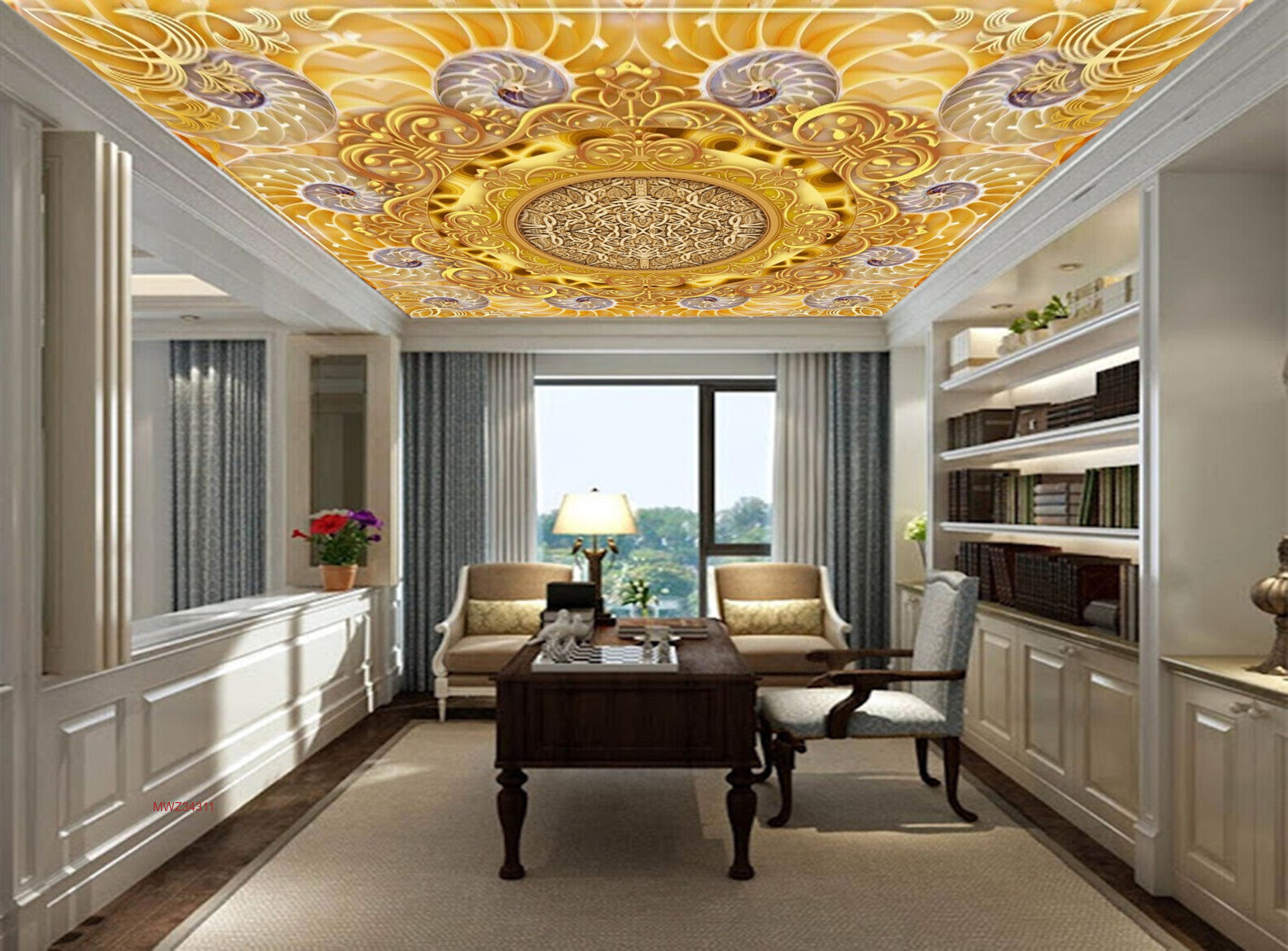 Avikalp MWZ3431 Golden White Shining Designs HD Wallpaper for Ceiling Avikalp MWZ3431 Golden White Shining Designs HD Wallpaper for Ceiling