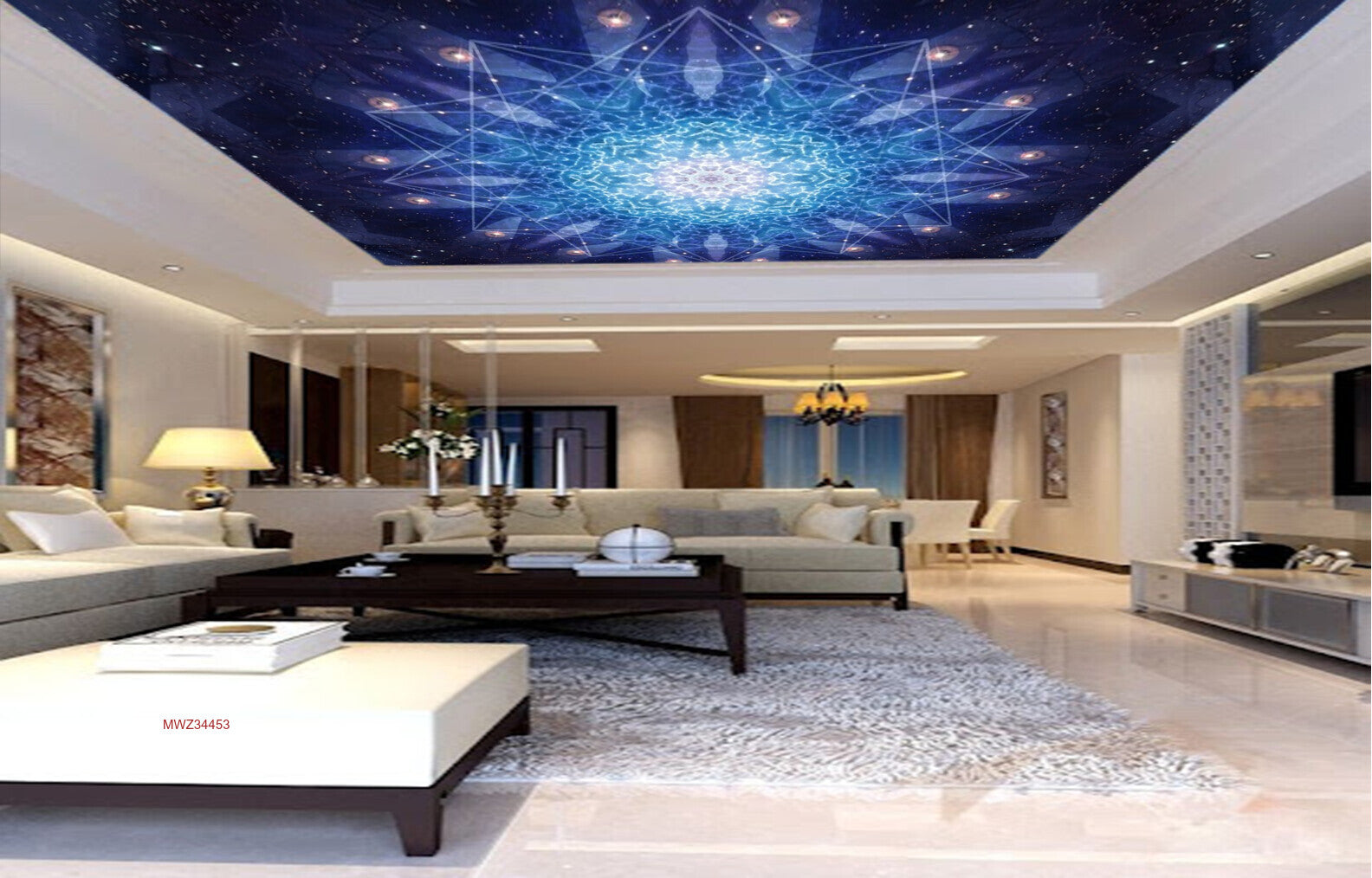 Avikalp MWZ3445 Blue White Diamond Shining Stars HD Wallpaper for Ceiling Avikalp MWZ3445 Blue White Diamond Shining Stars HD Wallpaper for Ceiling