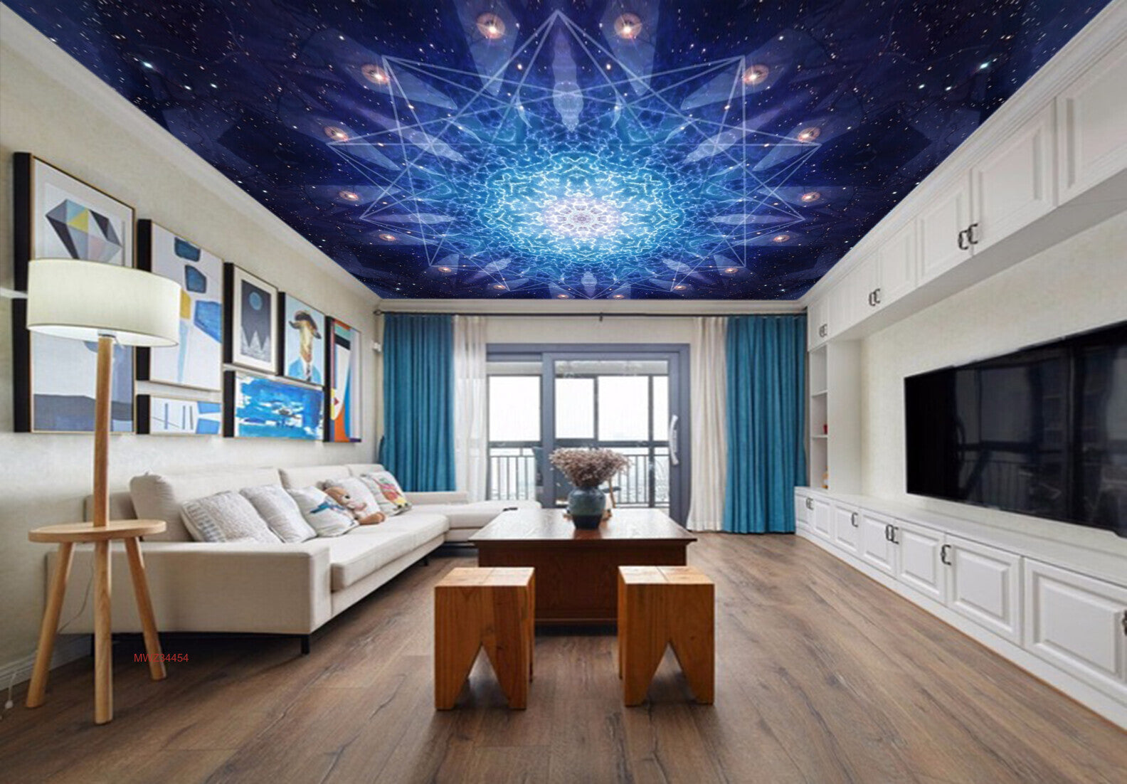 Avikalp MWZ3445 Blue White Diamond Shining Stars HD Wallpaper for Ceiling Avikalp MWZ3445 Blue White Diamond Shining Stars HD Wallpaper for Ceiling